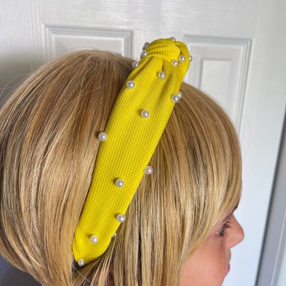 New Women Headband Hair Accessories Solid Pearls Center Knot - Picture 6 of 9